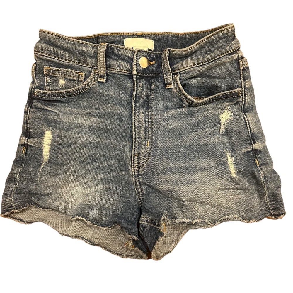 H&M women’s distressed denim blue shorts holes 4